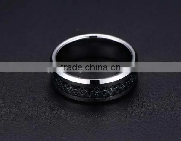Classic vintage masonic symbol rings for men, retro men's tungsten rings