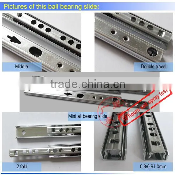 17mm Double Side Travel Mini Ball Bearing Drawer Slides