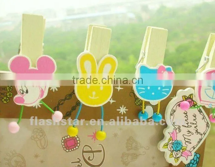 2013 Hot Sell Promotional wooden cartoon clip