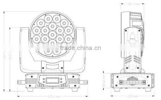 Professional led stage moving head light 19x15W beam light EV 1519