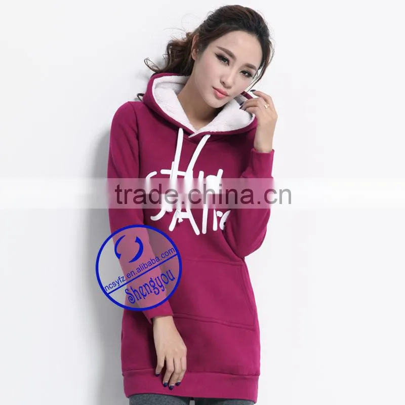CVC fleece women wholesale tall sweatshirts hoodies