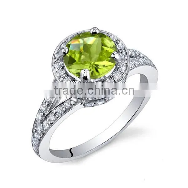 Bright 925 Sterling Silver Round gemstone prong setting Ring