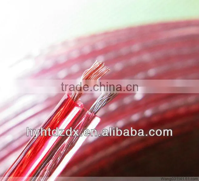 2 core transparent speaker cable for car audio and video