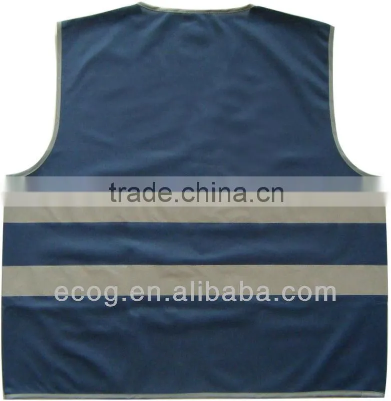 Blue high visibility reflective safety vest with customized printed logo.2015 NEW!