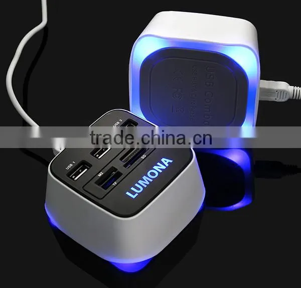led light up logo usb card readers combo gift items