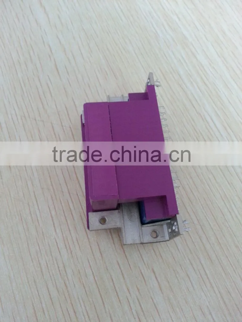 Dual port D-SUB 25p female to 9p male to 15p female right angle connector