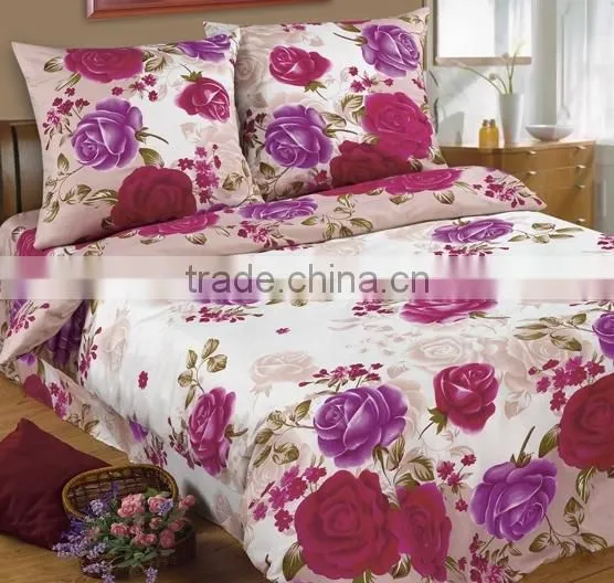 Bed sheet fabric with printing large flowers