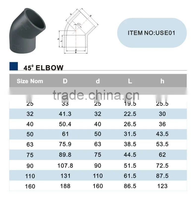 made in china Factory tube fittings fittings 45degree elbow