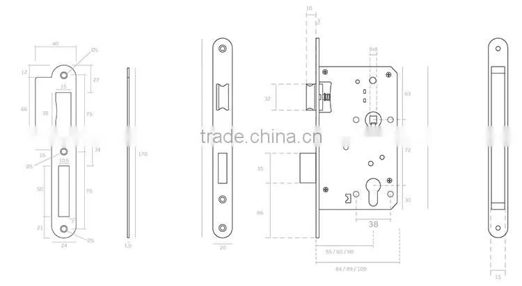 Wholesale price high security standard door lock mechanism parts, stainless steel mortise door lock body
