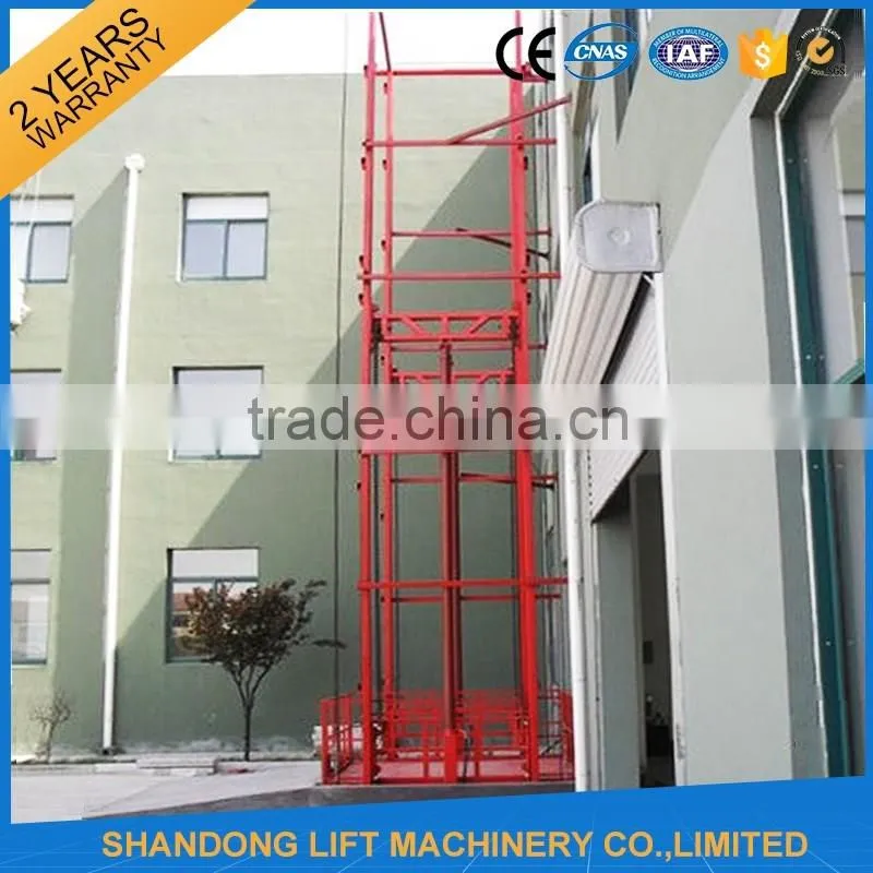 5m 2000kgs Warehouse Guide Rail Chain Lifting Cargo Lift