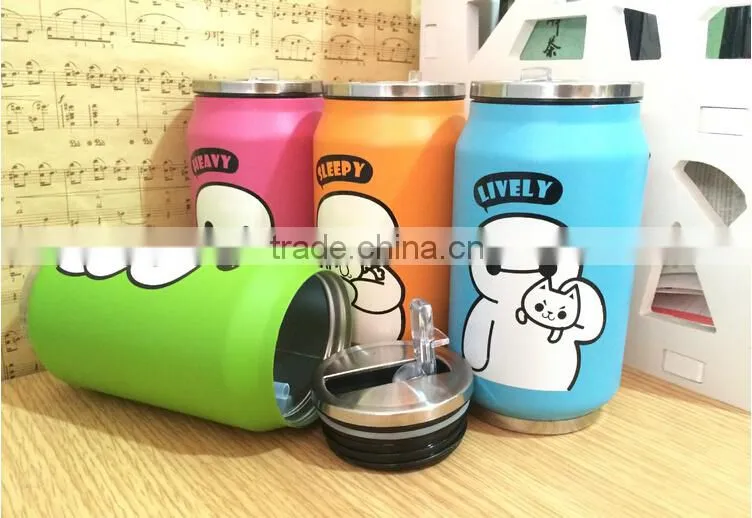 wholesale stainless steel vacuum flask zip-top bottle with straw