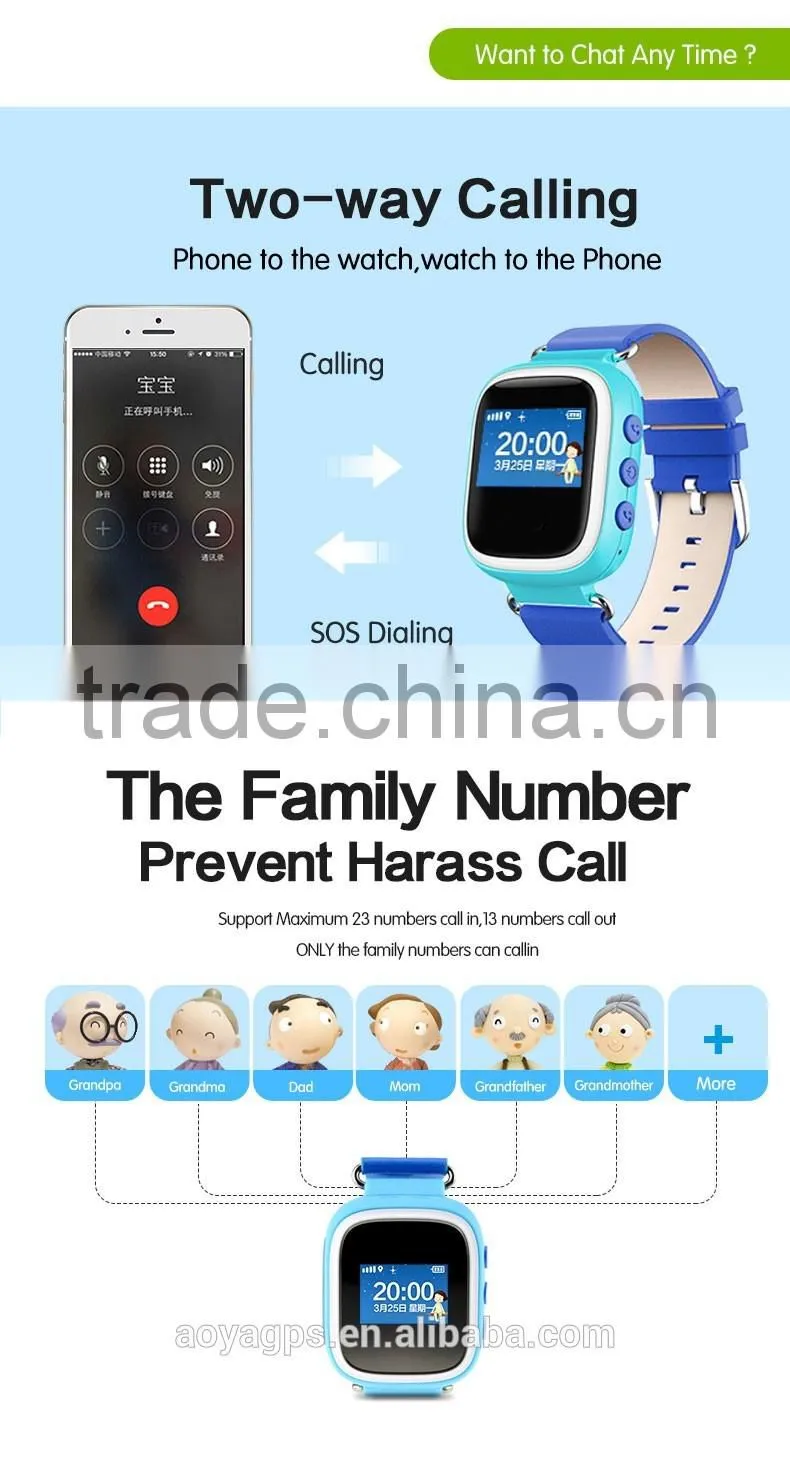 Multiple positioning kids GPS watch pedometer walking smart phone watch