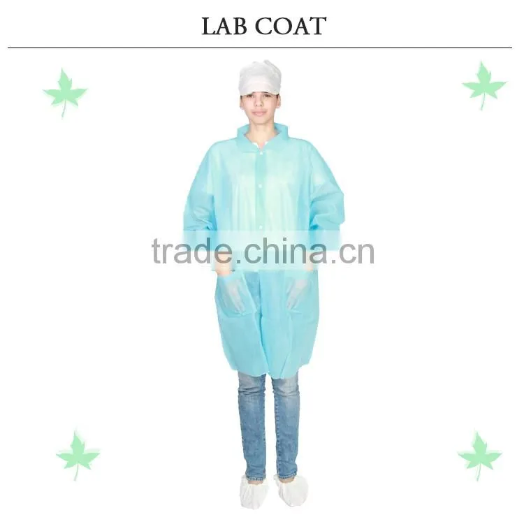 medical disposable cool lab coats cheap Nonwoven top green antistatic lab coats
