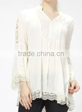 2013 customize fashion lady blouse lace cotton shirt wholesaler