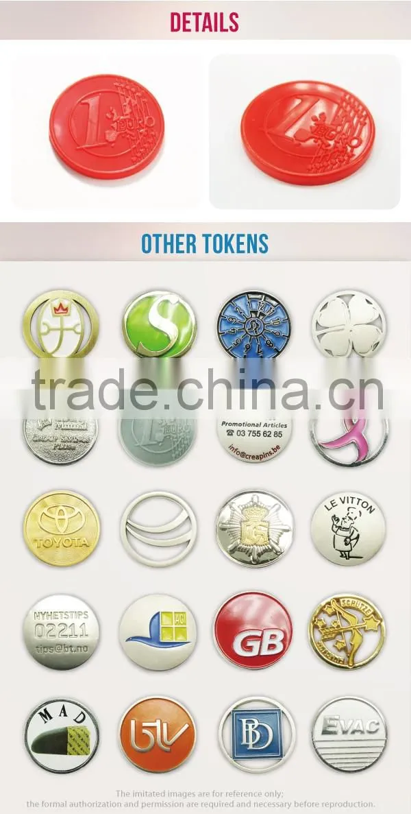Cheap trolley coins custom supermarket cart custom plastic token