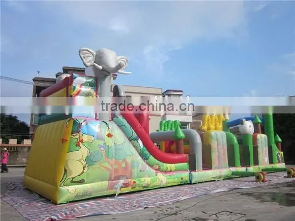 Inflatable zoo bouncer / animal cartoon inflatable obstacle bouncy for kindergarten