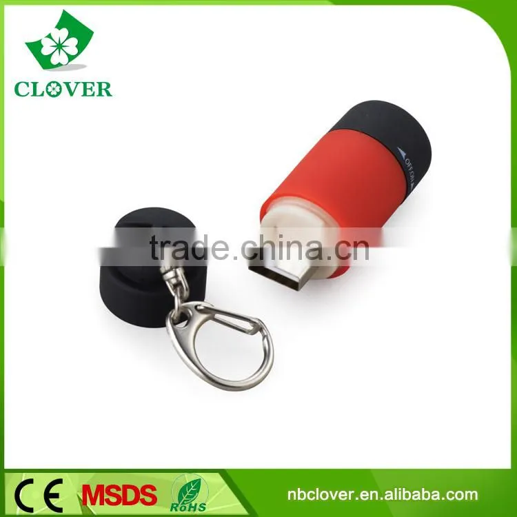 Plastic 0.5W LED USB rechargeable pocket flashlight for emergency use
