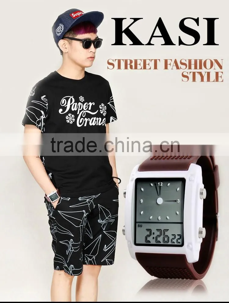 Backlight watch dial multiple silicone strap watch 1086