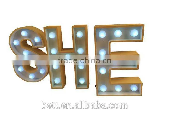 plastic and wood wedding led sign light christmas led lights