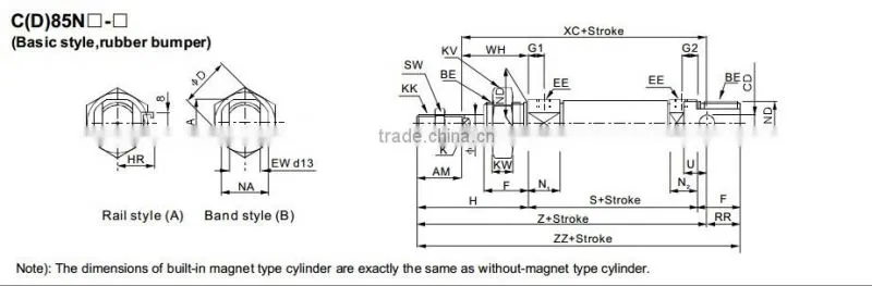 SMC Type C85 Series Pneumatic Mini Air Cylinder-ISO6432
