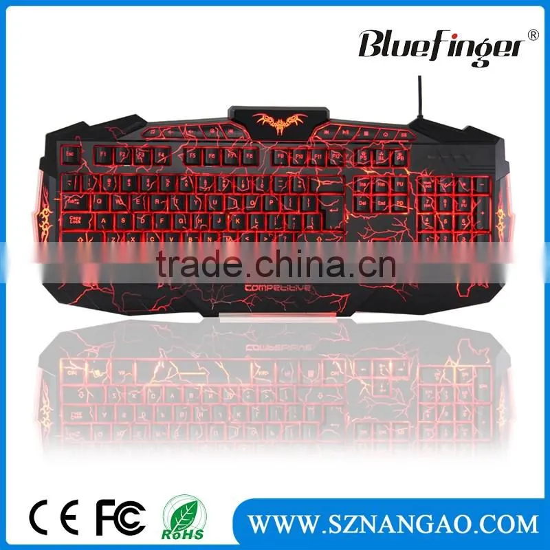 Popular USB wired backlit keyboard with cool crack parttern