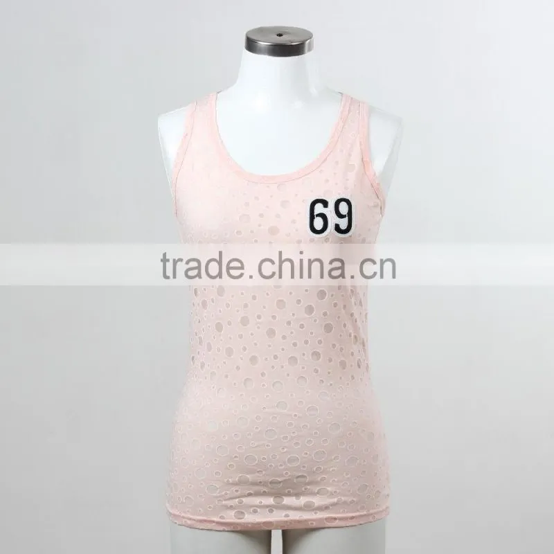 F5S15149 Fashion Plain Lace Dotted Tank Top for Women