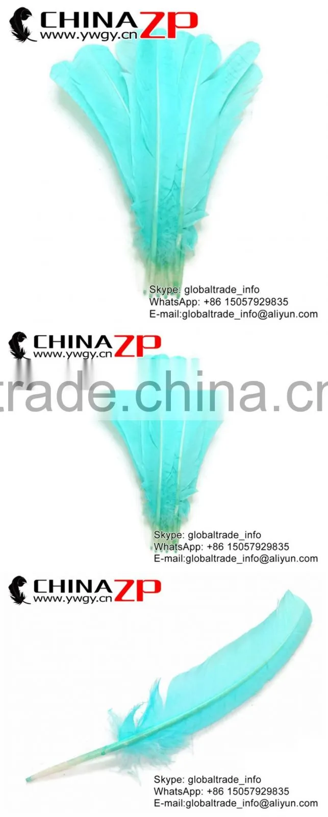 NO.1 Plume Supplier ZPDECOR Crafts Factory Cheap Dyed Light Blue Solid Color Turkey Feathers