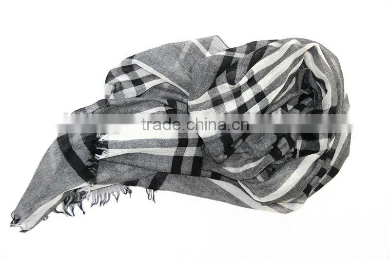 200s/2 light weight wool worsted checked scarfs