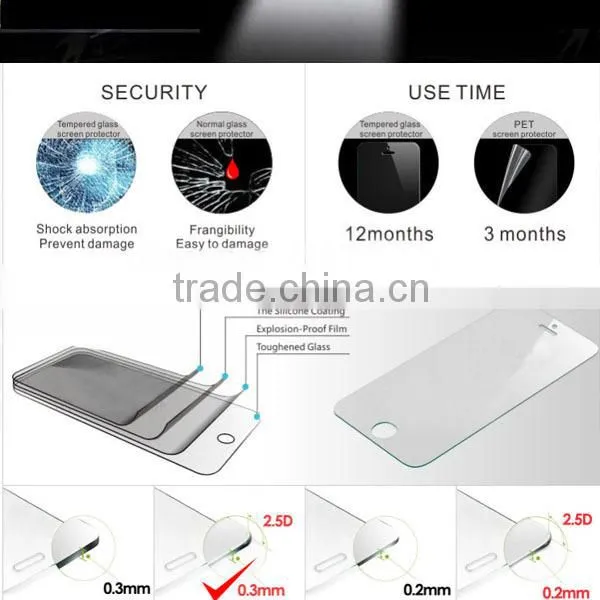 9H hardness 2.5D round or straight angle tempered glass screen protector for cellphone