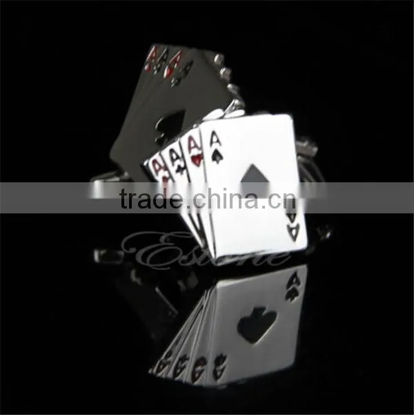 vintage stainless steel poker new men's silver cuff links