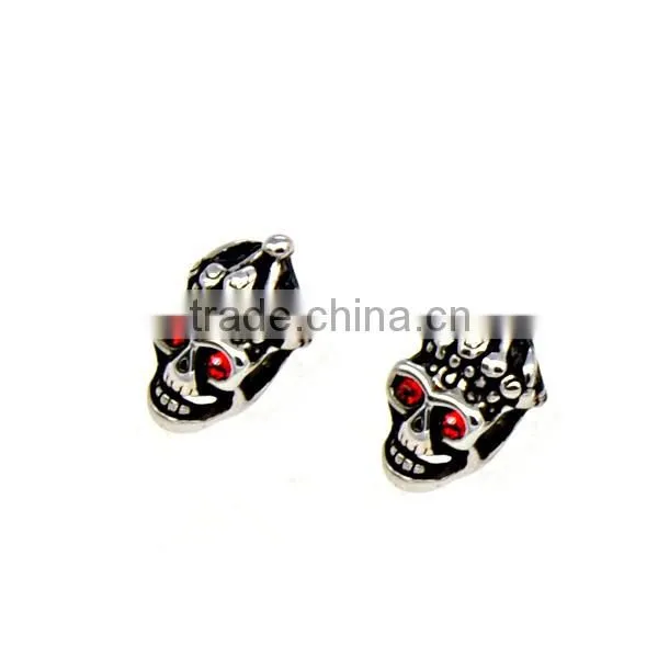 Wholesale Steampunk Stainless Steel Crsytal Stud Earring Skull Jewelry for mens