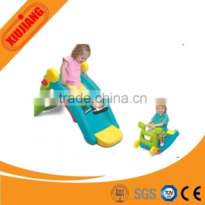 Slide and music rocking integrated outdoor rocking horse for baby