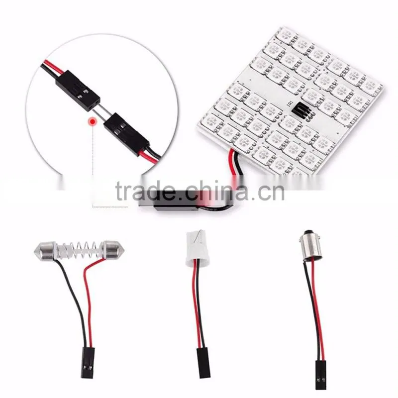 Festoon (C5W)/T10 led car roof light 5050 48SMD led lamp 12v square led panel light ceiling