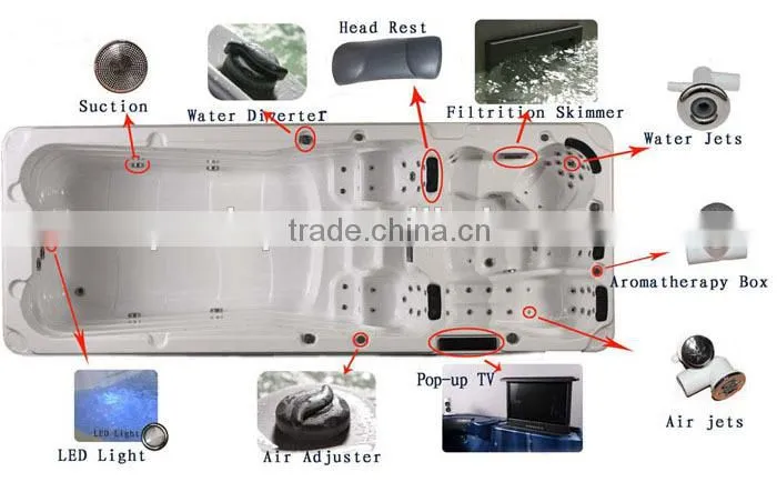Swim Spa with 32"TV Outdoor spa whirlpool hot tub from Chinese direct manufactuer