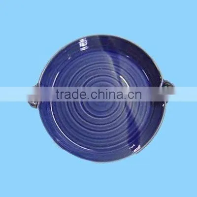 round blue ceramic baking plates
