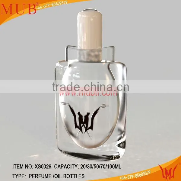 clear perfume bottle with beatiful cuts