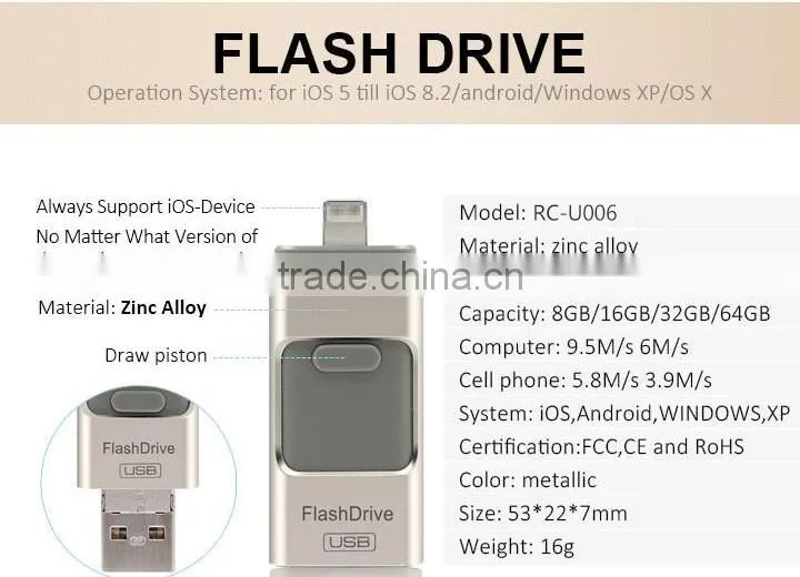 Portable Wholesale 16GB Smartphone OTG USB Flash