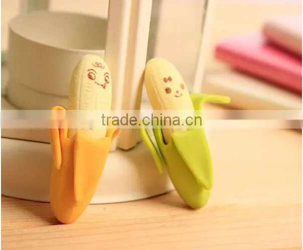 Nice and fashion skinning banana eraser with expression (2pcs)