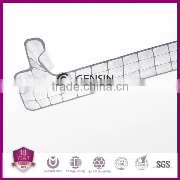 High quality 6/8/10mm U-lock 4-wall rectangular structure polycarbonate panels 600mm