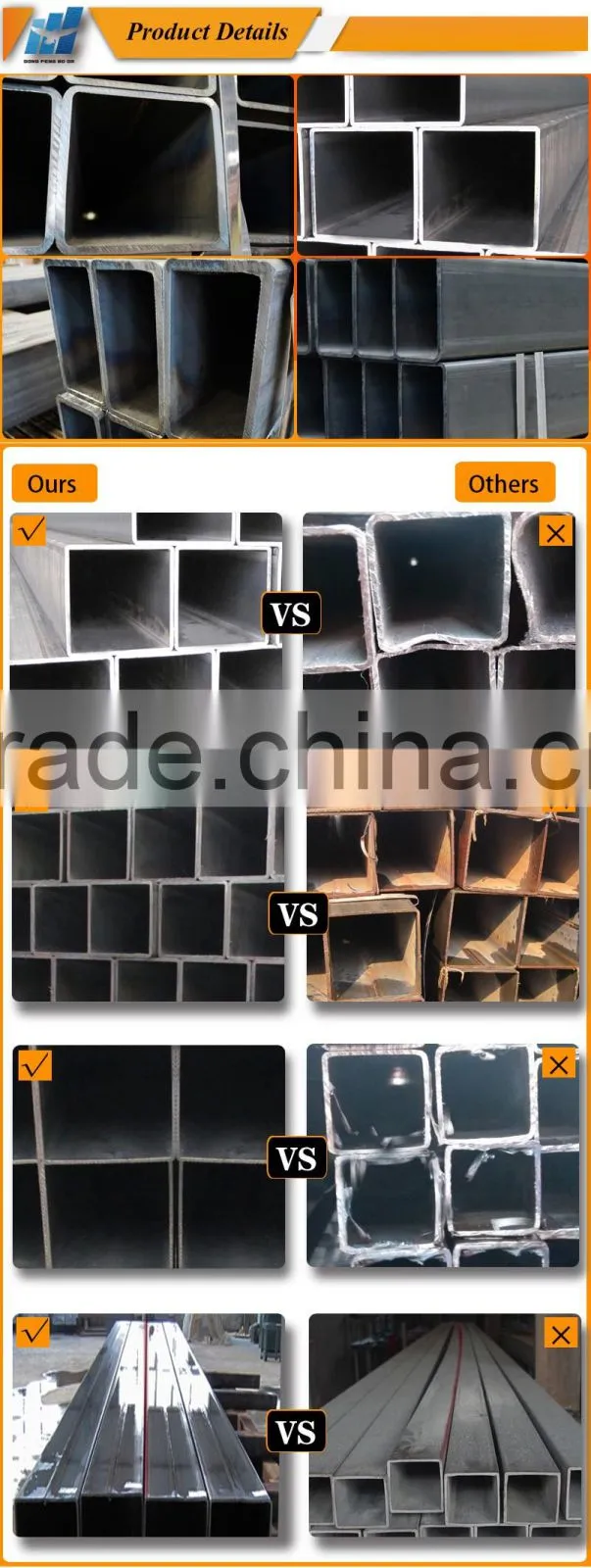 200*200*7.5mm black square steel pipe black square steel tube