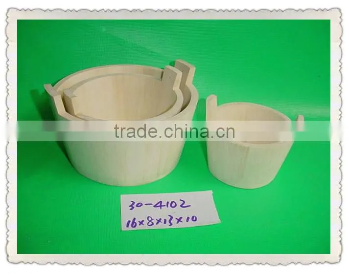 Natural cheap round wooden craft bucket for kids