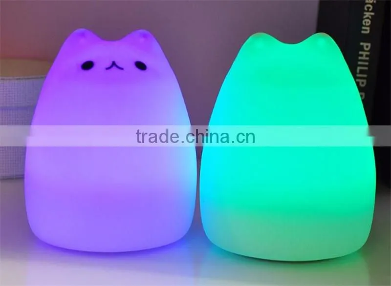 Colorful animal silicone Nightlight USB charging Nightlight Color changing cartoon colorful lamp Cat desk lamp