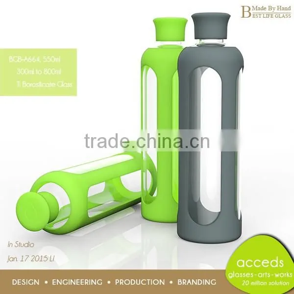Borosilicate Heat Resistant Glass Travel Bottle BPA free