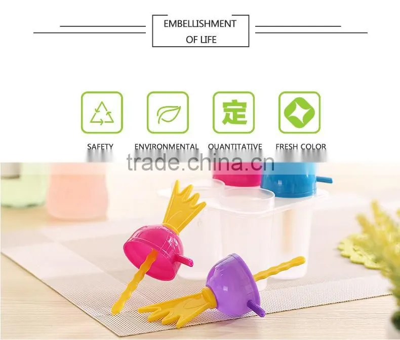SSet of 4 pcs Ice cream mold plastic ice lolly mould ice tray maker
