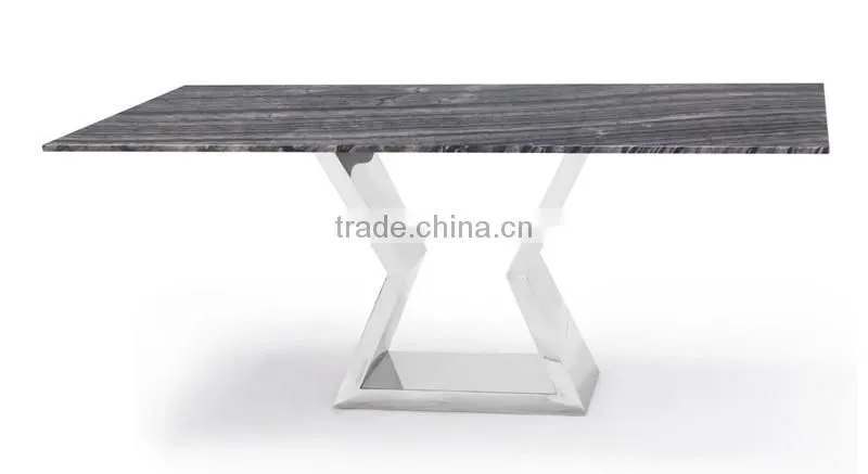 Modern Dining Table with Marble Top and Chrome Base