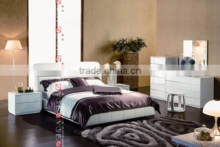 Affordable Best price modern bedroom furniture, king size leather bed