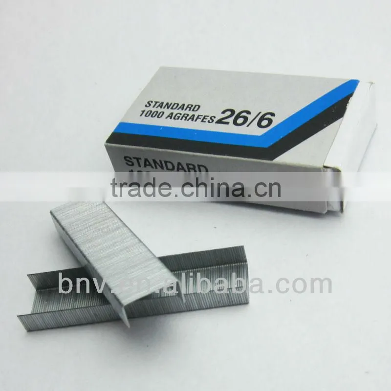 Quality silver color galvanized office standard staple pin 26/6