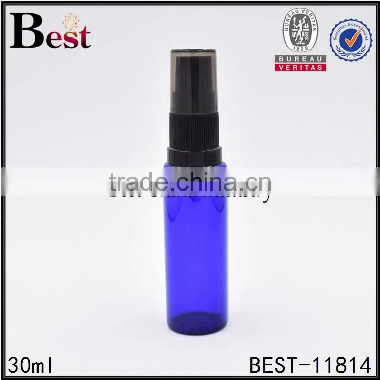 2017 new products 30ml perfume spray bottle blue perfume spray bottle empty spray bottle for perfume with black plastic cap