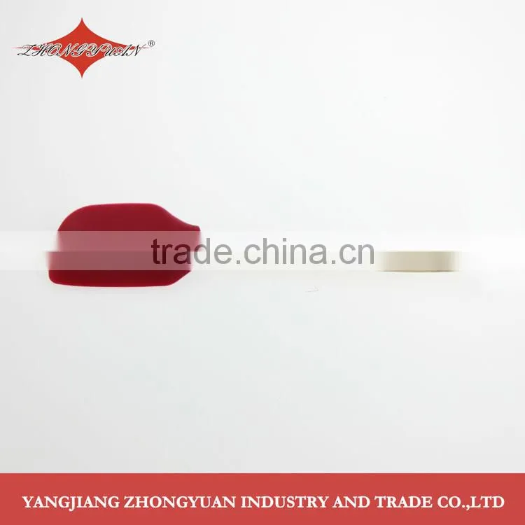 Flexible small silicone spatula and scraper with wood handle