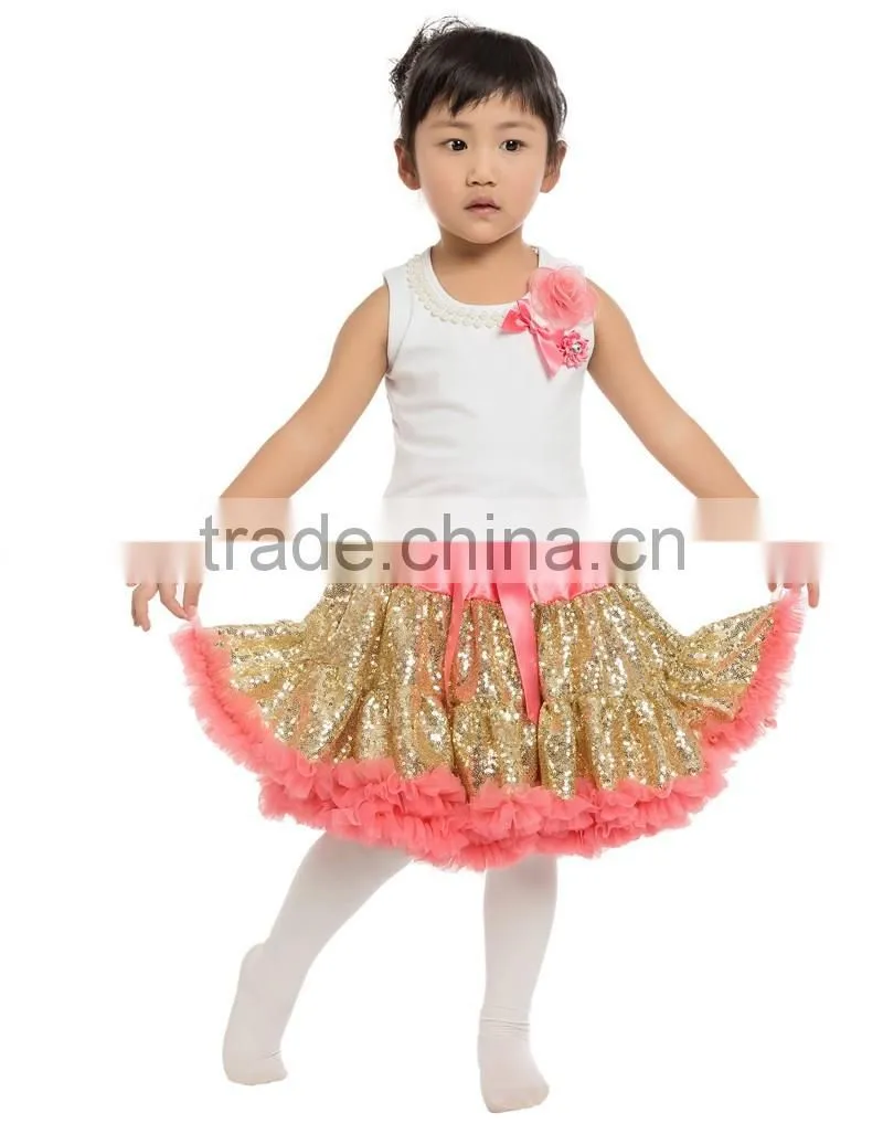 spring and autumn children dress wholesale sequin pettiskirts set